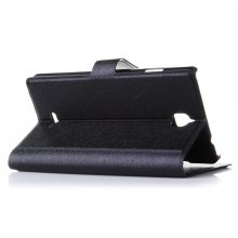 Fashion Flower Show Leather Stand Case Cover for Coolpad 8736 Smartphone Black