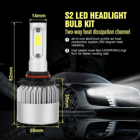 9006 LED Headlight Bulbs, 6500K 8000 Lumens Extremely Super Bright HB4 COB LED Chips Conversion Kit,Xenon White
