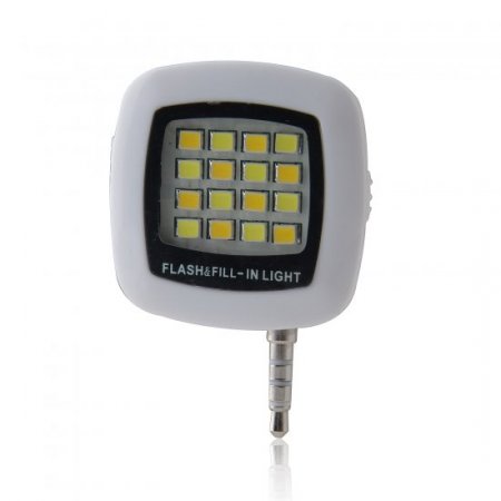 Mini Flash Lamp Portable Lighting Equipment with 3.5mm Audio Plug White