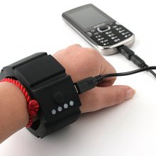 Power Bank Wrist 1500mAh Battery Charger Mini USB Port Black