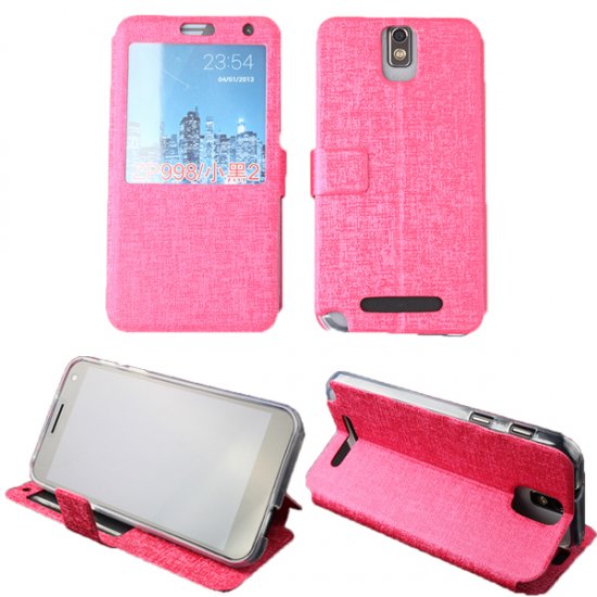 Leather View Flip Cover Stand Case for ZOPO ZP998 Smartphone Rose