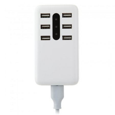 6-Ports DC 5.2V/ 2.4A USB Charger with LED Lights White