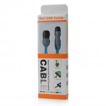 2 in 1 USB Cable Data Transmit and Charging Cable for iPhone & Android Blue