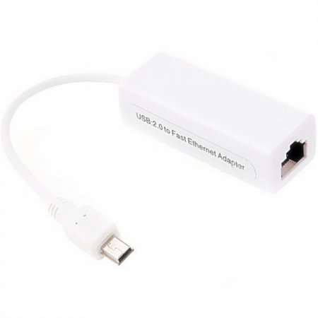 Mini USB 2.0 to Fast Ethernet Network Converter Adapter White