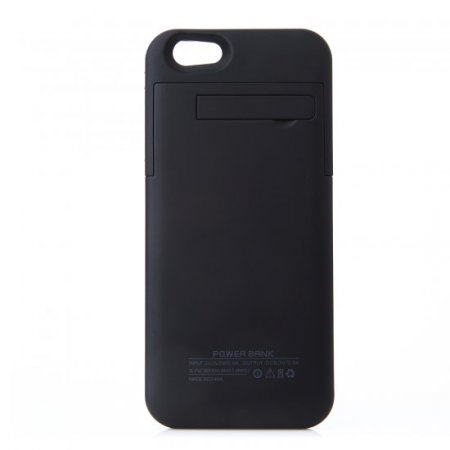 3200mAh Power Bank Back Case Phone Stand for iPhone 6 Plus 5.5 inch Black