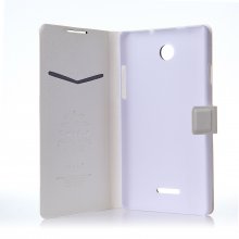 Fashion Flower Show Leather Stand Case Cover for Coolpad 8089 Smartphone White