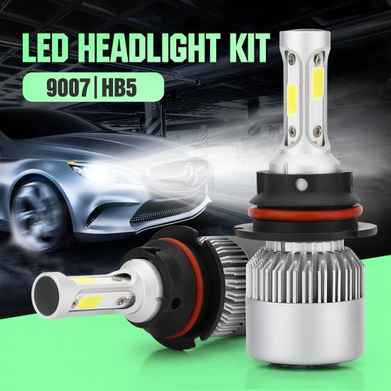 9007 LED Headlight Bulb,30mm Heatsink Base CSP Chips 10000 Lumens Hi/Lo 6500K Xenon White Extremely Super Bright Conversion Kit of 2