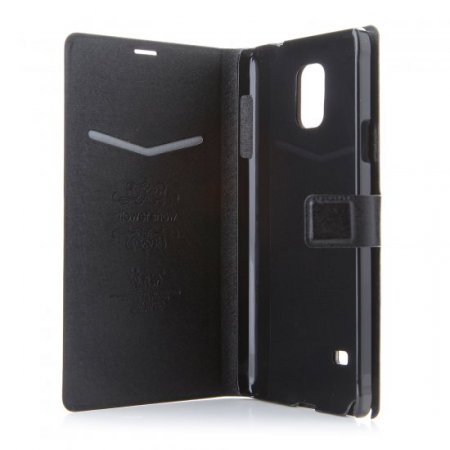 Flower Show Leather Flip Cover Stand Case for Samsung Note 4 9106 Smartphone Black