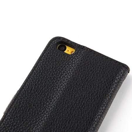 Magnetic Closure Protective Flip Cover Stand Litchi Stripe Leather Case for iPhone5c