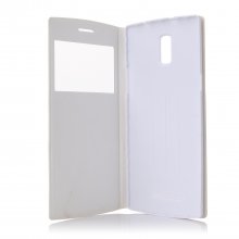 Leather View Flip Cover Stand Case for DOOGEE KISSME DG580 Smartphone White