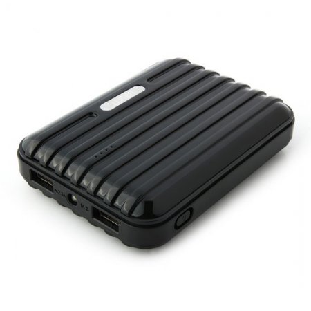 Lumen Stone Line 12000mAh Dual USB Power Bank with Flashlight Black