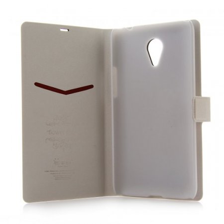 Fashion Leather Flip Cover Stand Case for MEIZU m1 note Smartphone White