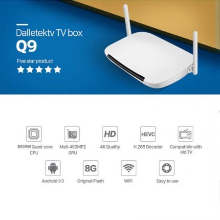 Leadcool Q9 French Arabic IPTV Box Android 9.0 4K Medai Player