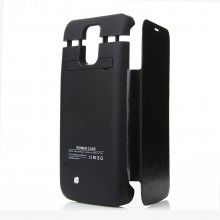 3800mAh Flip Leather Battery Case Cover Power Bank for Samsung Galaxy S5 Black