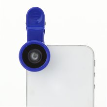 3-IN-1 Universal Wide-angle + Macro Lens + Fish Eye Photo Lens Blue