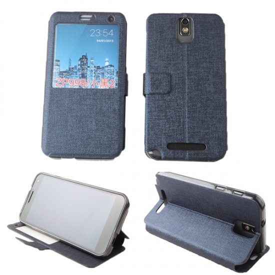 Leather View Flip Cover Stand Case for ZOPO ZP998 Smartphone Blue