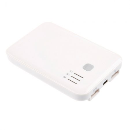 USB Power Station External Lithium-ion Battery Pack 5000mAh 2 USB Ports White