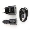2-in-1 EU Plug European Standard Travel Charger Car Charge iPad iPhone Smartphone -Black