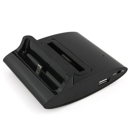 3 in 1 Battery Charger + OTG + Micro USB Charging Dock Base for Samsung i9300 Black Color