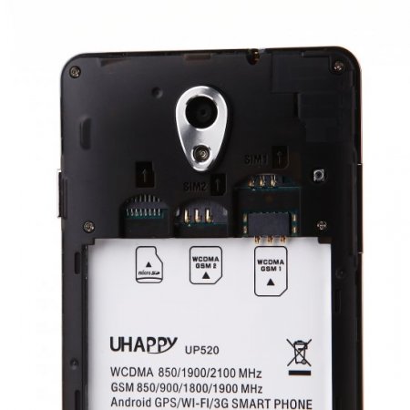 UHAPPY UP520 Smartphone 1GB 8GB Android 4.4 MTK6582 5.0 Inch QHD Screen OTG White