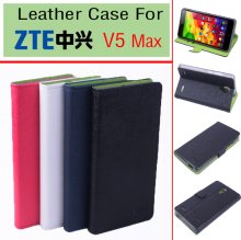 Leather Flip Cover Case Stand ZTE V5 MAX Smartphone Black