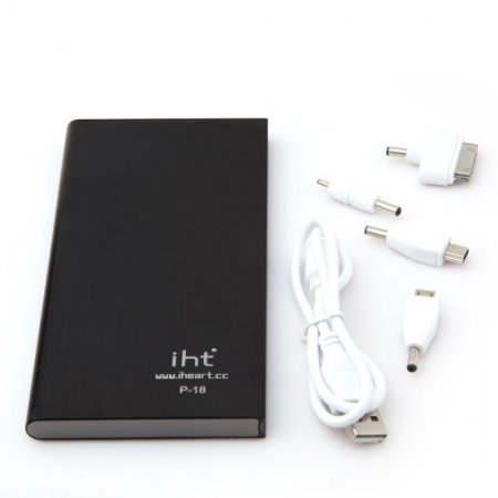 IHT P-18 18000mAh Dual USB Power Bank for iPhone iPad Smartphone - Black