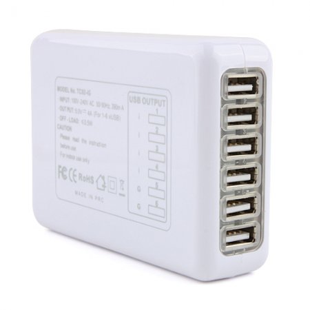 6 USB Port Wall Charger with US Standard plug for iPhone Samsung