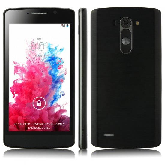 G3+ Smartphone Android 4.2 MTK6572W Dual Core 5.0 Inch 3G Smart Wake Up Black