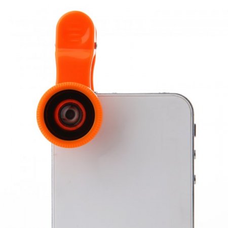 3-IN-1 Universal Wide-angle + Macro Lens + Fish Eye Photo Lens Orange