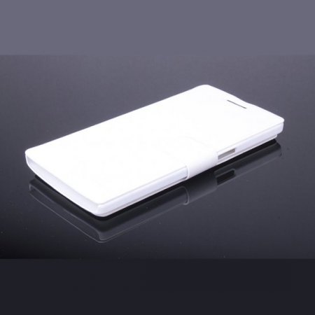 Leather Flip Cover Case Stand for Oneplus One Smartphone White