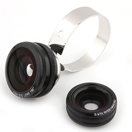 2-in-1 Fish-eye Lens Wide + Macro Lens for Smartphone Tablet PC