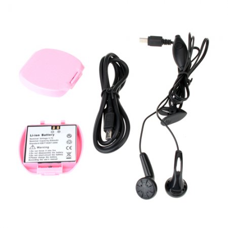 MQ007 Watch Phone Quad Band 1.5 Inch Touch Screen Camera Bluetooth FM Cellphone with Bluetooth Earphone - Pink