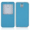 Premium Transparent Window Flip Cover Leather Case for SAM Note 3/N9000 Blue