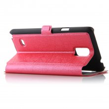 Fashion Leather View Flip Case Cover for Samsung Galaxy Note4 Smartphone Rose