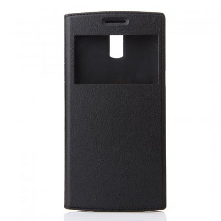 Leather View Flip Cover Case for DOOGEE KISSME DG580 Smartphone Black