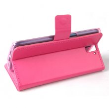 Fashion Leather Flip Case Cover for ONEPLUS ONE Smartphone Rosy