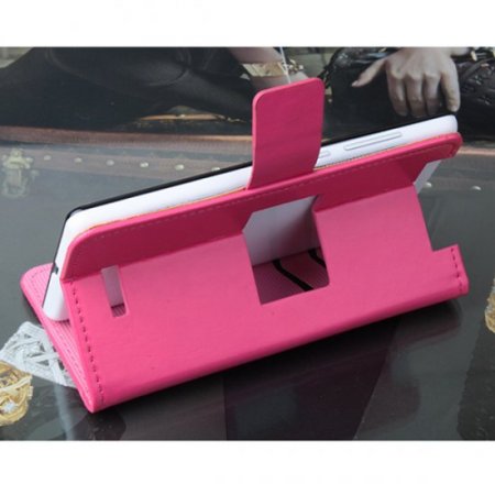 Fashion Leather Flip Case Cover for iNew V8 Smartphone Rosy