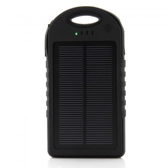 12000mAh Waterproof USB Solar Charger Power Bank Shakeproof Dust Proof Black