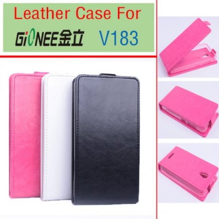 Leather Flip Cover Case Stand GIONEE V183 Smartphone Pink