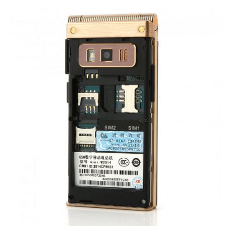 OTIUM W2014 Flip Phone Dual Touch Screen Android 4.2 MTK6572 GPS 3.0 Inch- Gold