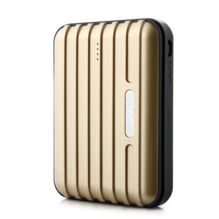 Lumen Stone Line 12000mAh Dual USB Power Bank with Flashlight Gold