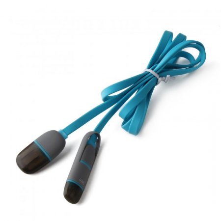 2 in 1 USB Cable Data Transmit and Charging Cable for iPhone & Android Blue