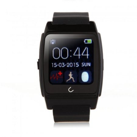 U Watch UX Bluetooth Watch Heart Rate Monitor for iOS And Android Smartphones Black