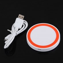 Q5 Portable Mini Wireless Charger Pad for Qi Compliant Devices White&Orange