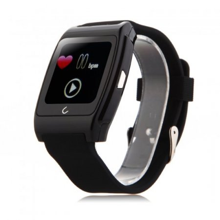 U Watch UX Bluetooth Watch Heart Rate Monitor for iOS And Android Smartphones Black