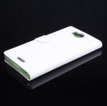 Leather Flip Contract Color Cover Case Protect Case Stand for InFocus M530 White