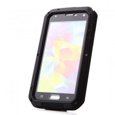 Love Mei Waterproof Shockproof Aluminum Case+Gorilla Glass for Samsung Galaxy S5 Black
