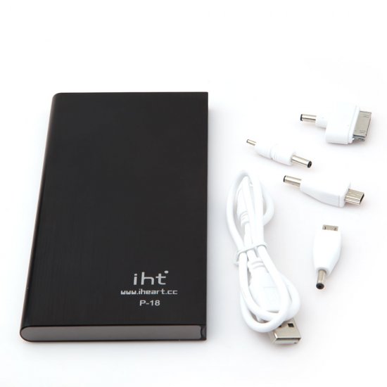 IHT P-18 18000mAh Dual USB Power Bank for iPhone iPad Smartphone - Black