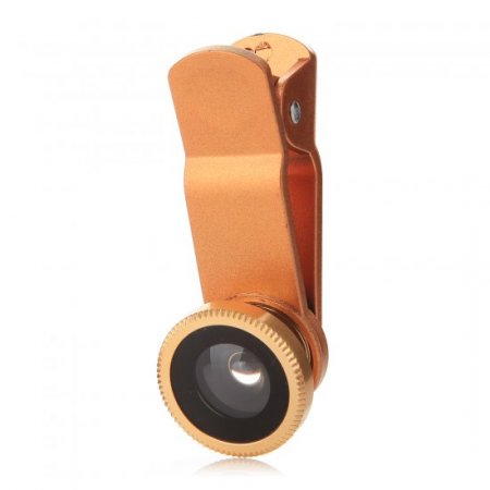 OD-009 4 in 1 Universal 180 Clip Smartphone Fish Eye Camera Lens Golden