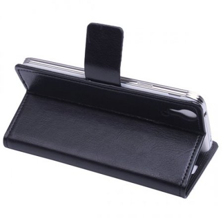 Leather Flip Cover Case Protect Case Stand for Cubot X9 Smartphone Black